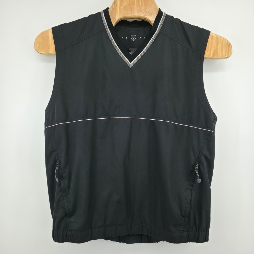 Nike Golf Clima-FIT Windbreaker Vest Mens Large Black V-Neck 195193